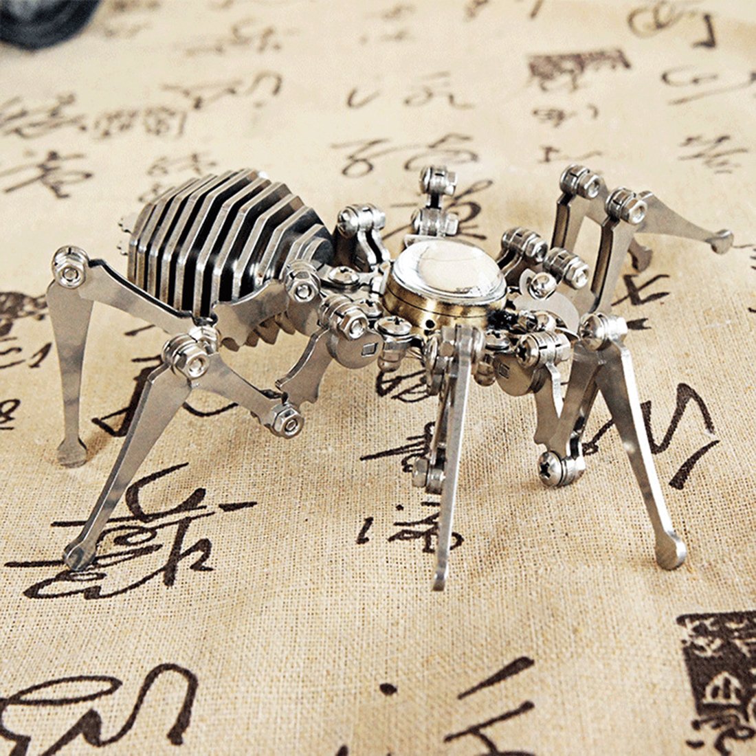 3D Stainless Steel Assembled Spider Clock Model Handmade Crafts