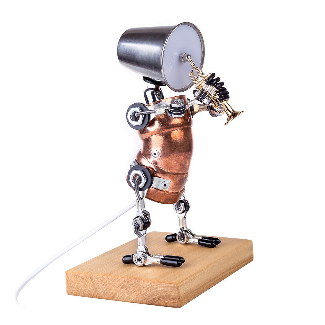 3D Steampunk Metal Band Musician Trumpet Saxophone Robot Table Lamp Crafts