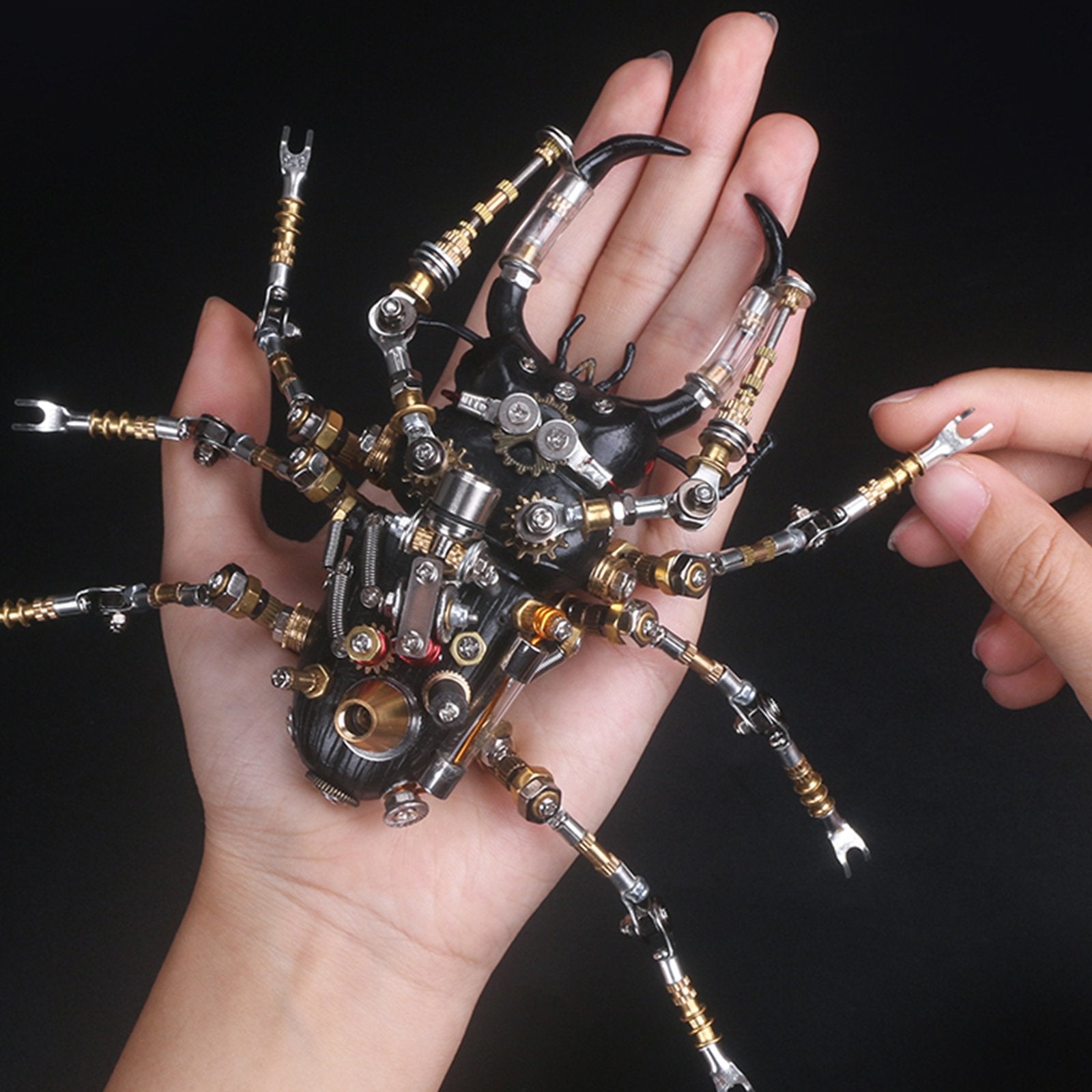 Mechline Insect Unit 3Pcs Metal 3D Eastern Lucaninae Beetles Insect Mechanical Assembly Mod