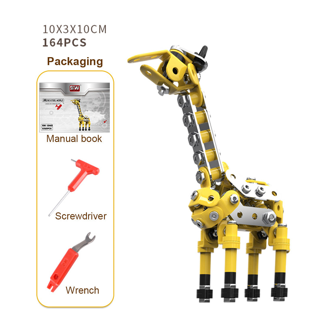 3Pcs/ Set DIY Metal Flamingo Giraffe Crocodile Toy Animal Model Set