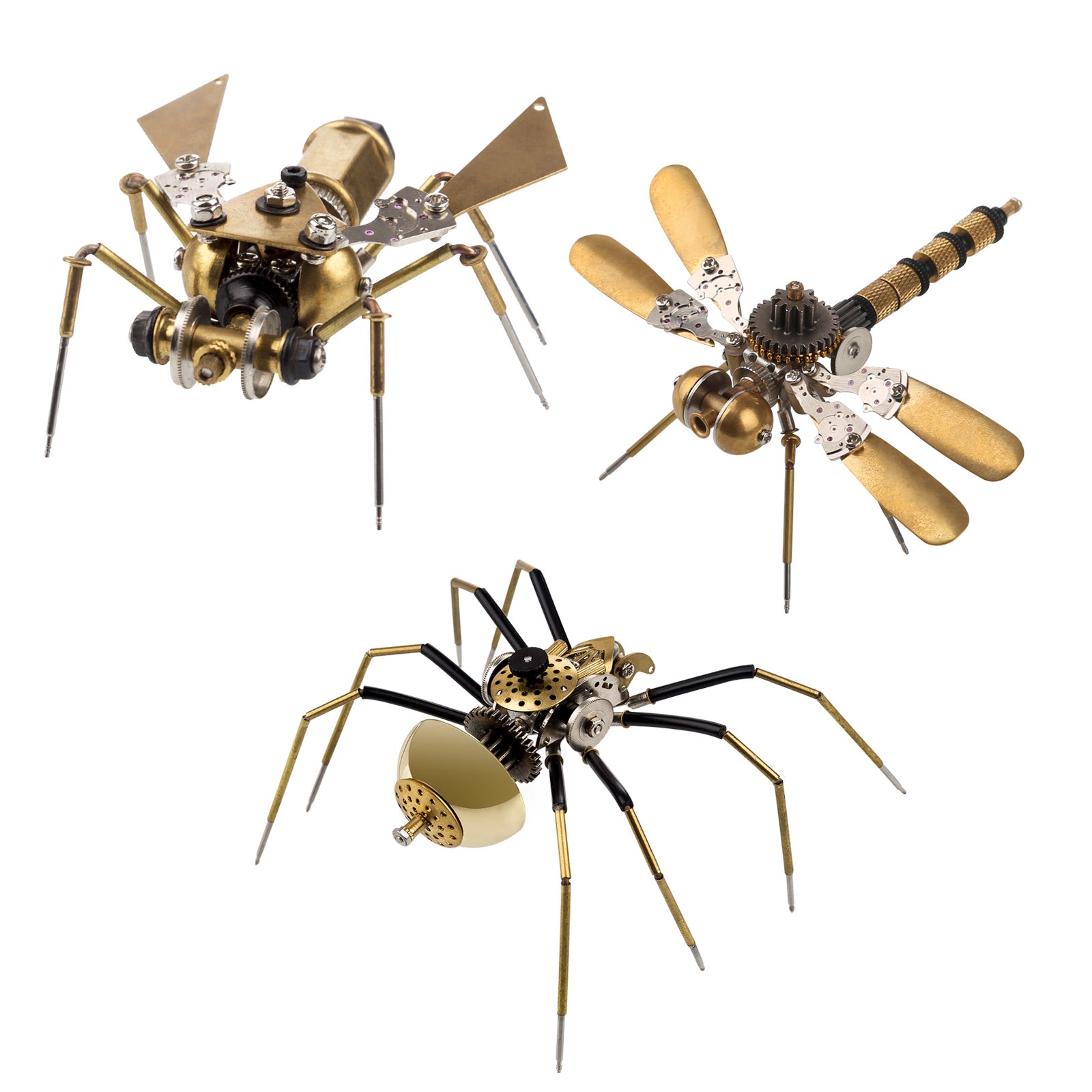 Bug Model Kit 3pcs/Set Tiny Metal Steampunk Bugs Model Kit DIY Toy