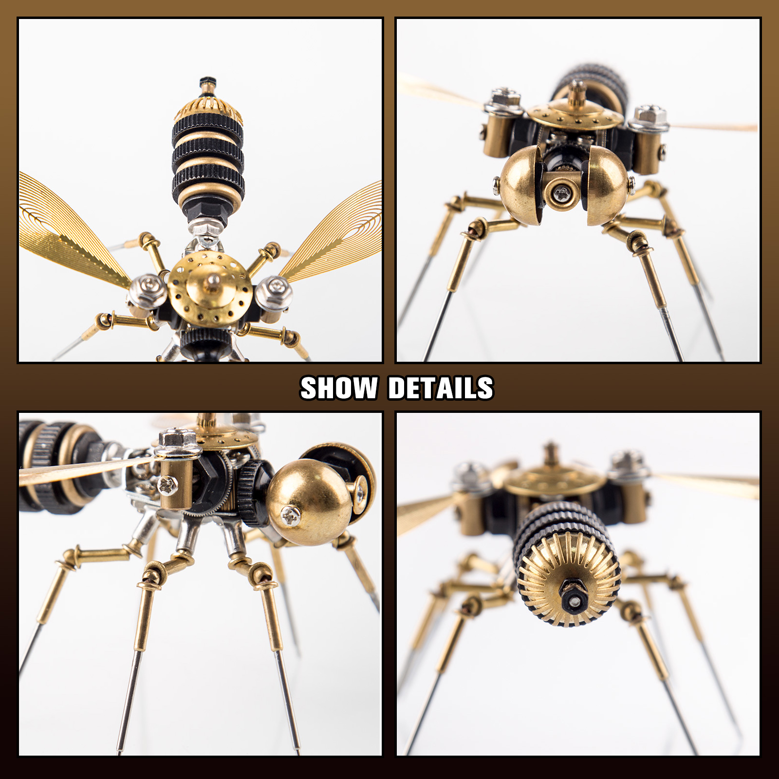 Bug Model Kit 3pcs/Set Tiny Metal Steampunk Bugs Model Kit DIY Toy