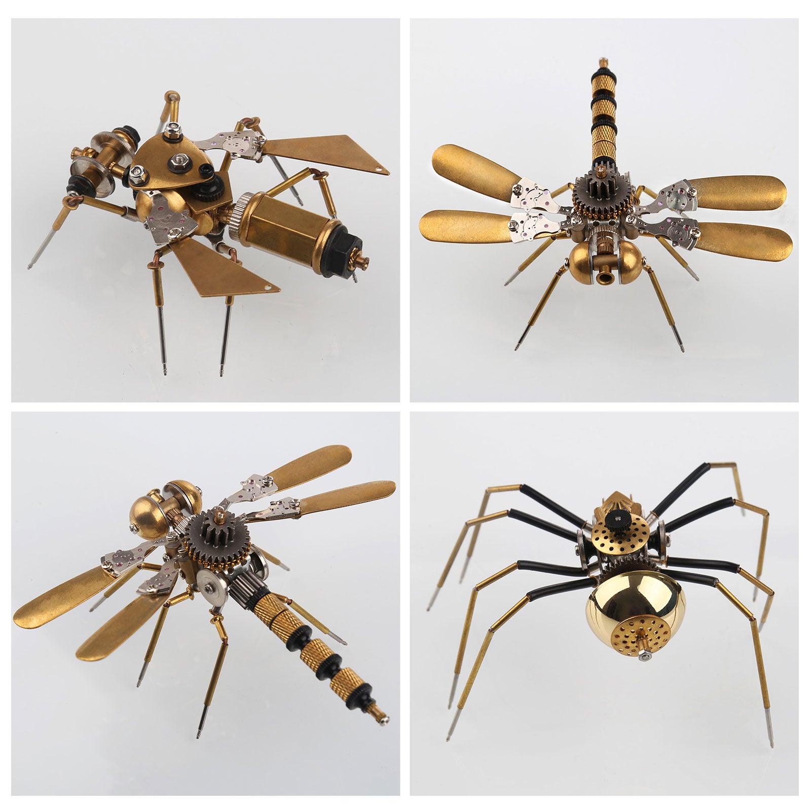 Bug Model Kit 3pcs/Set Tiny Metal Steampunk Bugs Model Kit DIY Toy