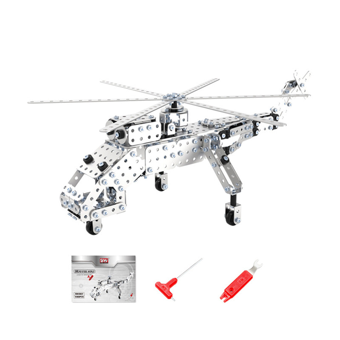 466Pcs+ DIY Assembly 3D Metal Military Warplane Helicopter  Model Kits Puzzle Toys