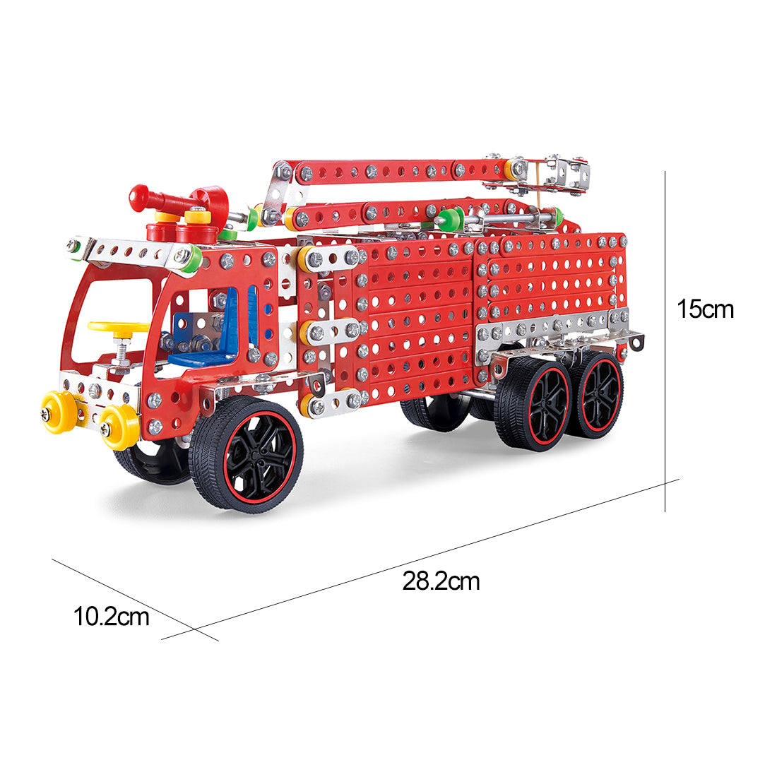 528Pcs Assembly Metal Fire Fighting Aerial Ladder Firetruck Model Kit STEM Engineering Education Toy