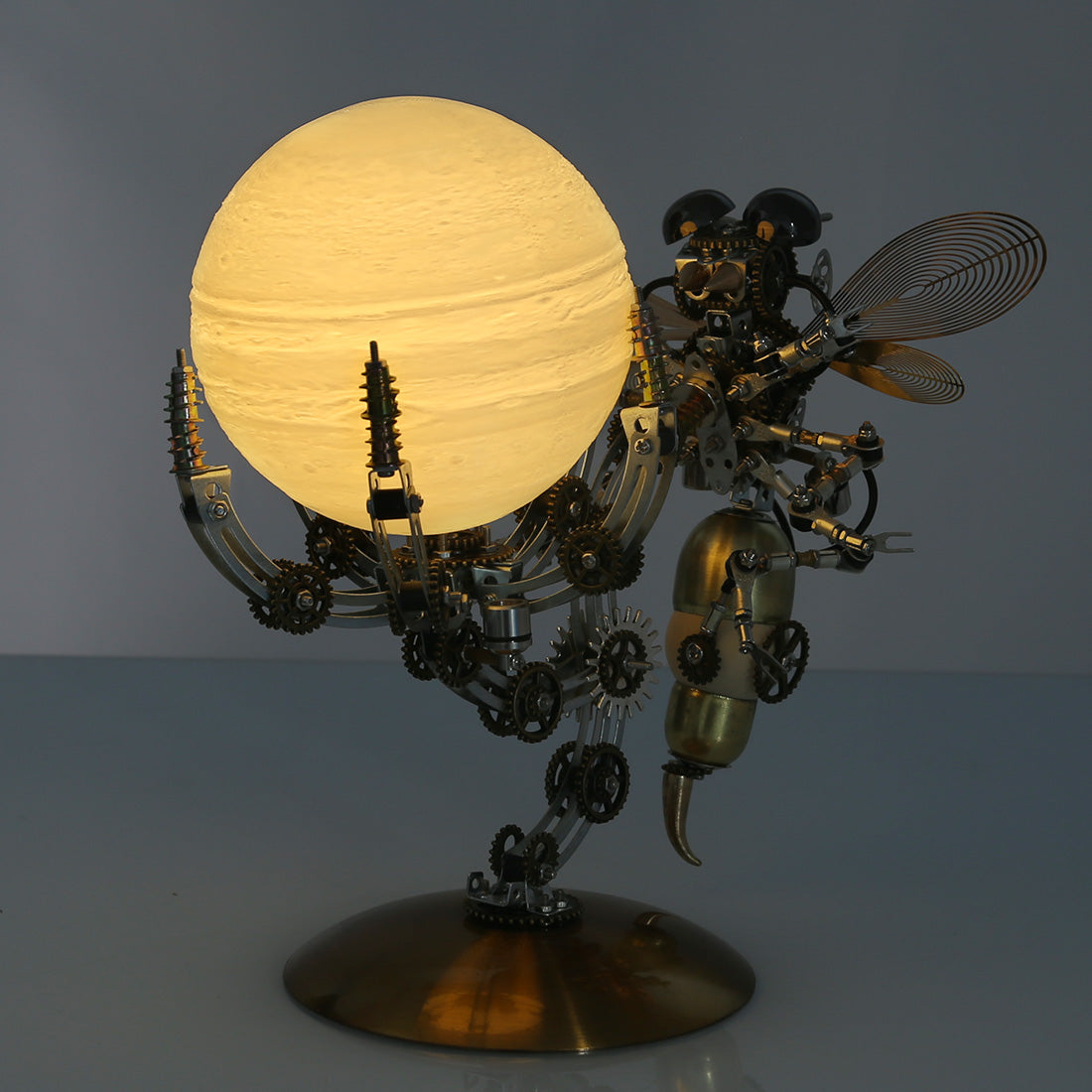 628PCS Steampunk Mechanical Metal Wasp on Glow Jupiter Moon Planet Series