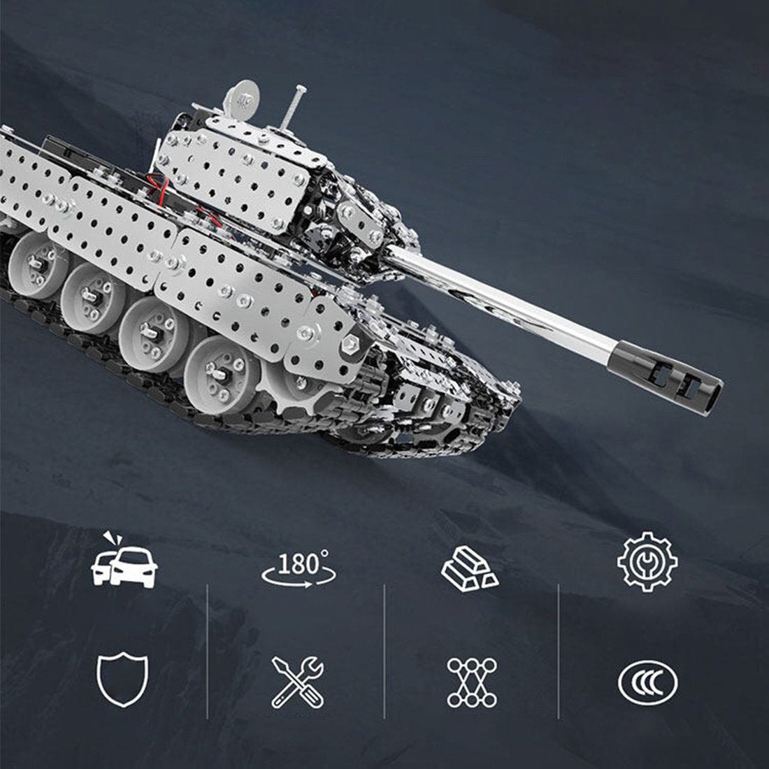 843Pcs 3D Scew Metal Mechanical Military Tank Model Kit Assembly Puzzle Toy