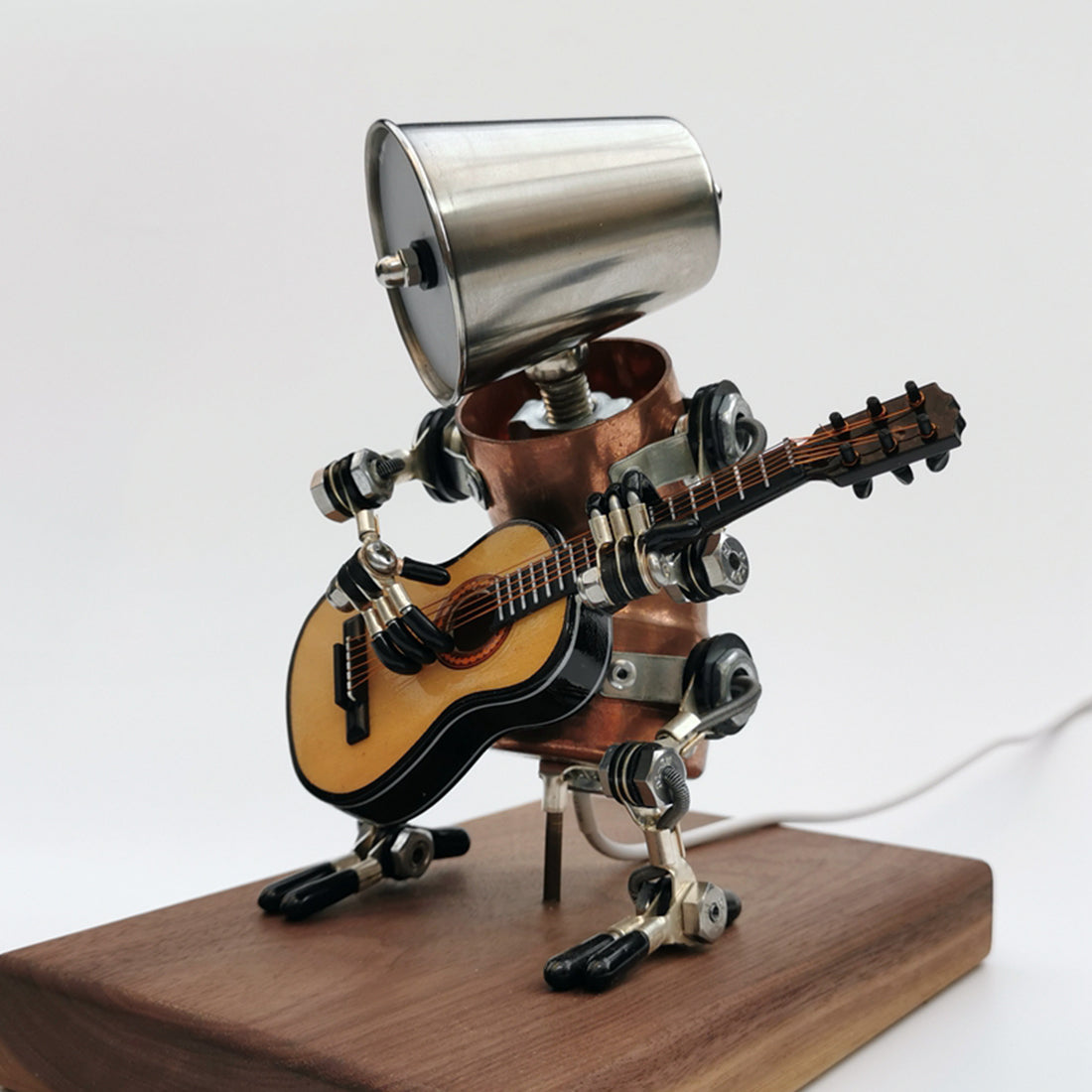 Steampunk Style Assembled 3D Metal Musician Bassists Model Lamp 2-IN-1Desk Decor  Crafts