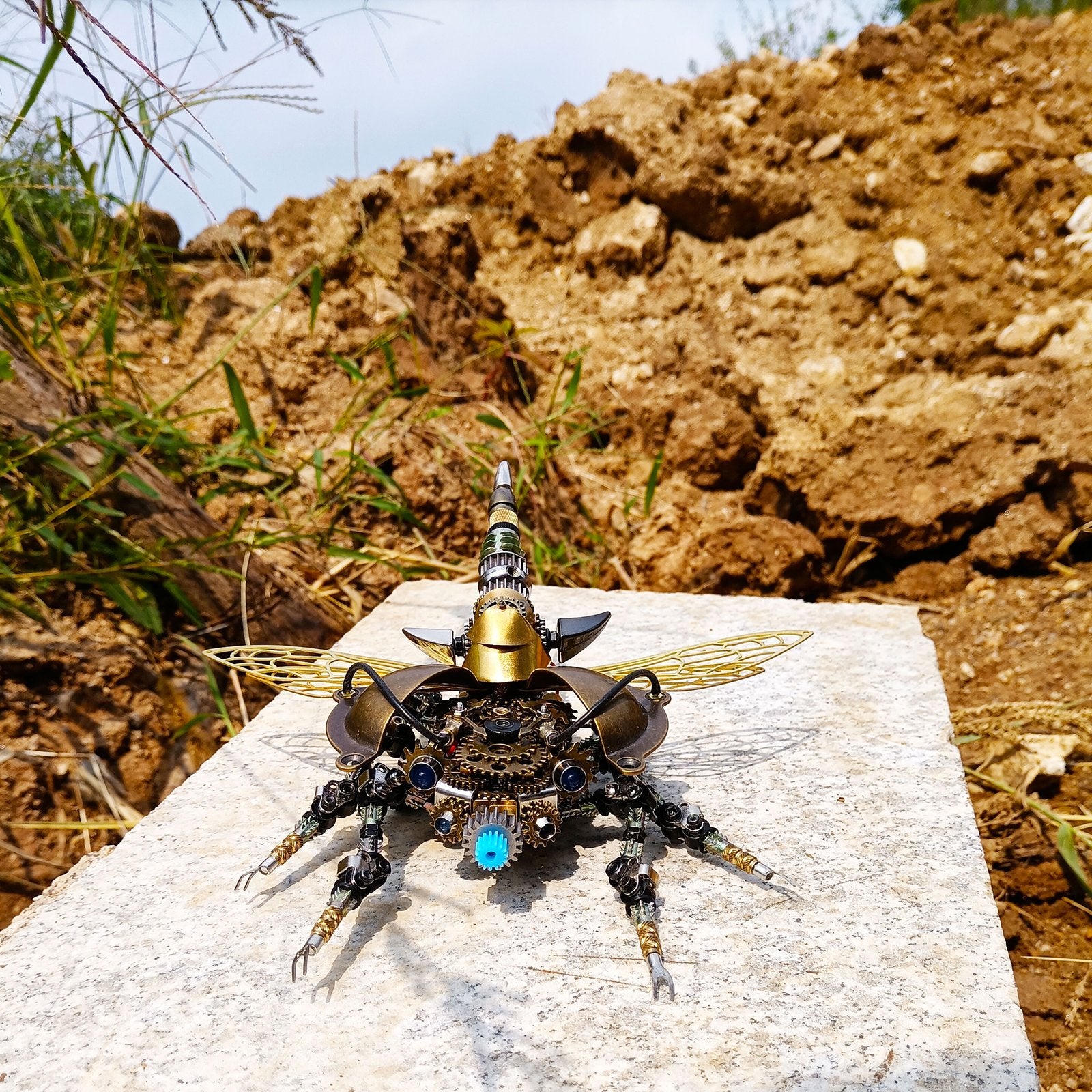 Assembly DIY 3D Metal Mechanical War Beetle With Sound Control Light
