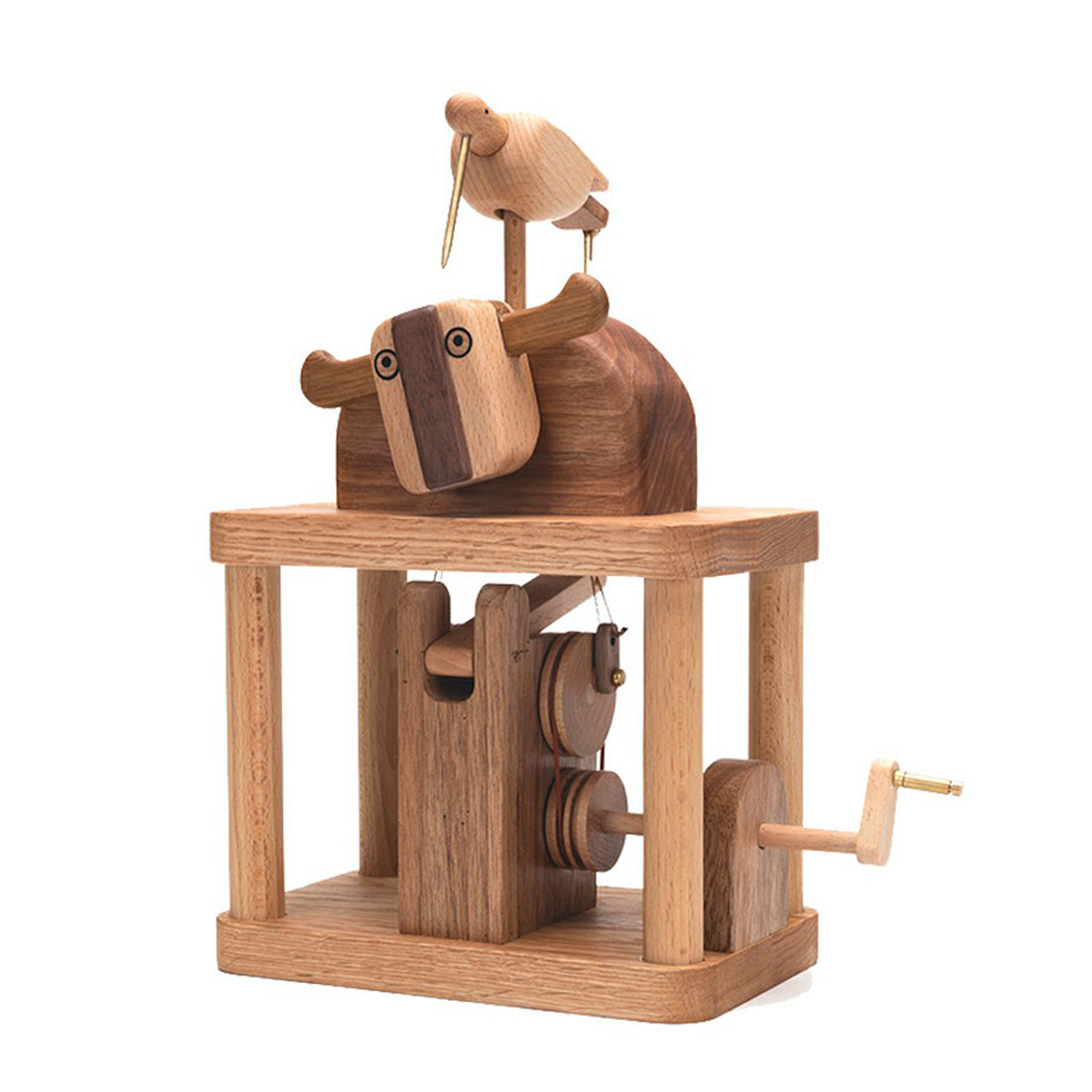 Automaton Box Handmade Automata Creative Music Box Cute Flying Pig Wooden Dynamic Musical Box