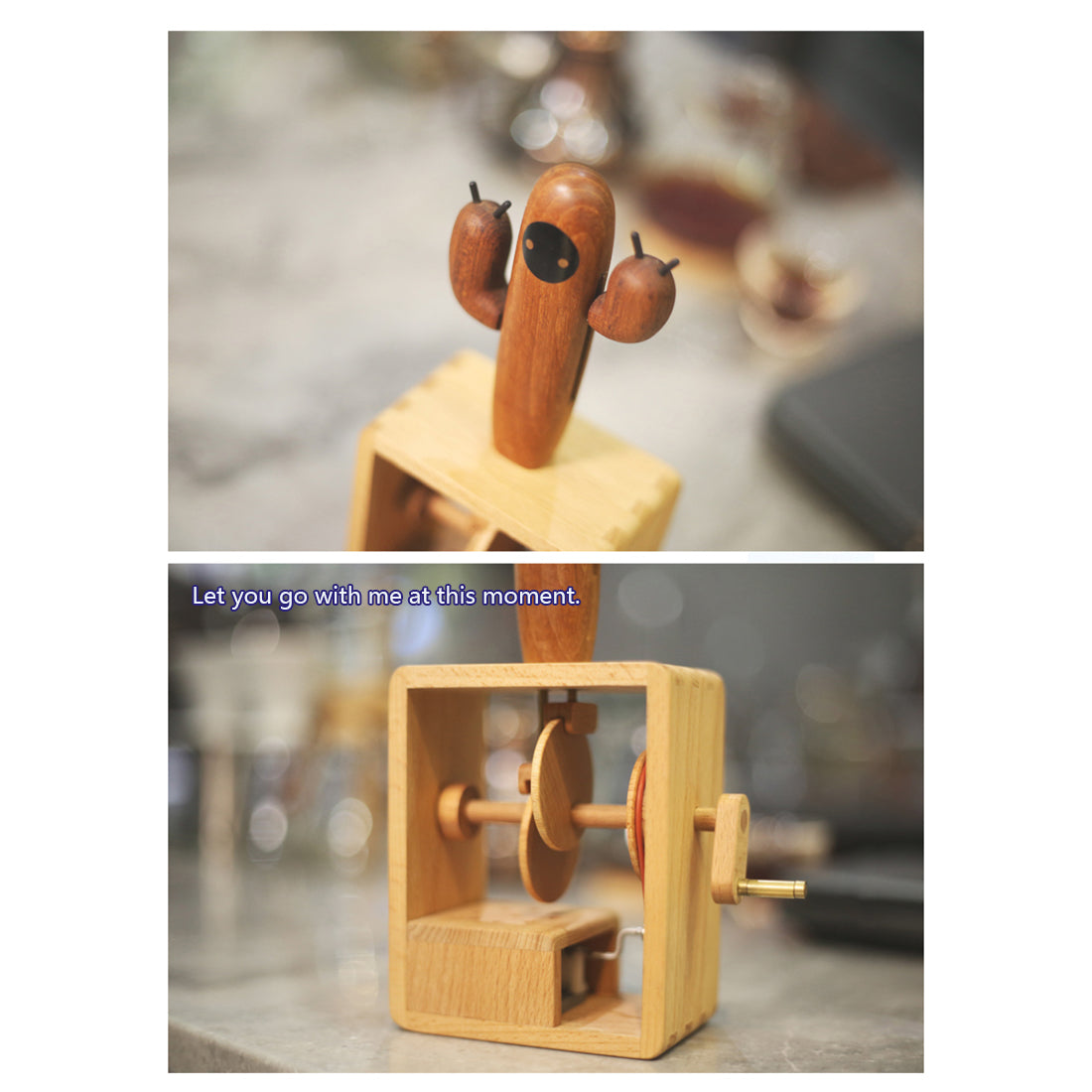 Automata Creative Gift for Girl Cactus Music Box Handmade Wooden Dynam