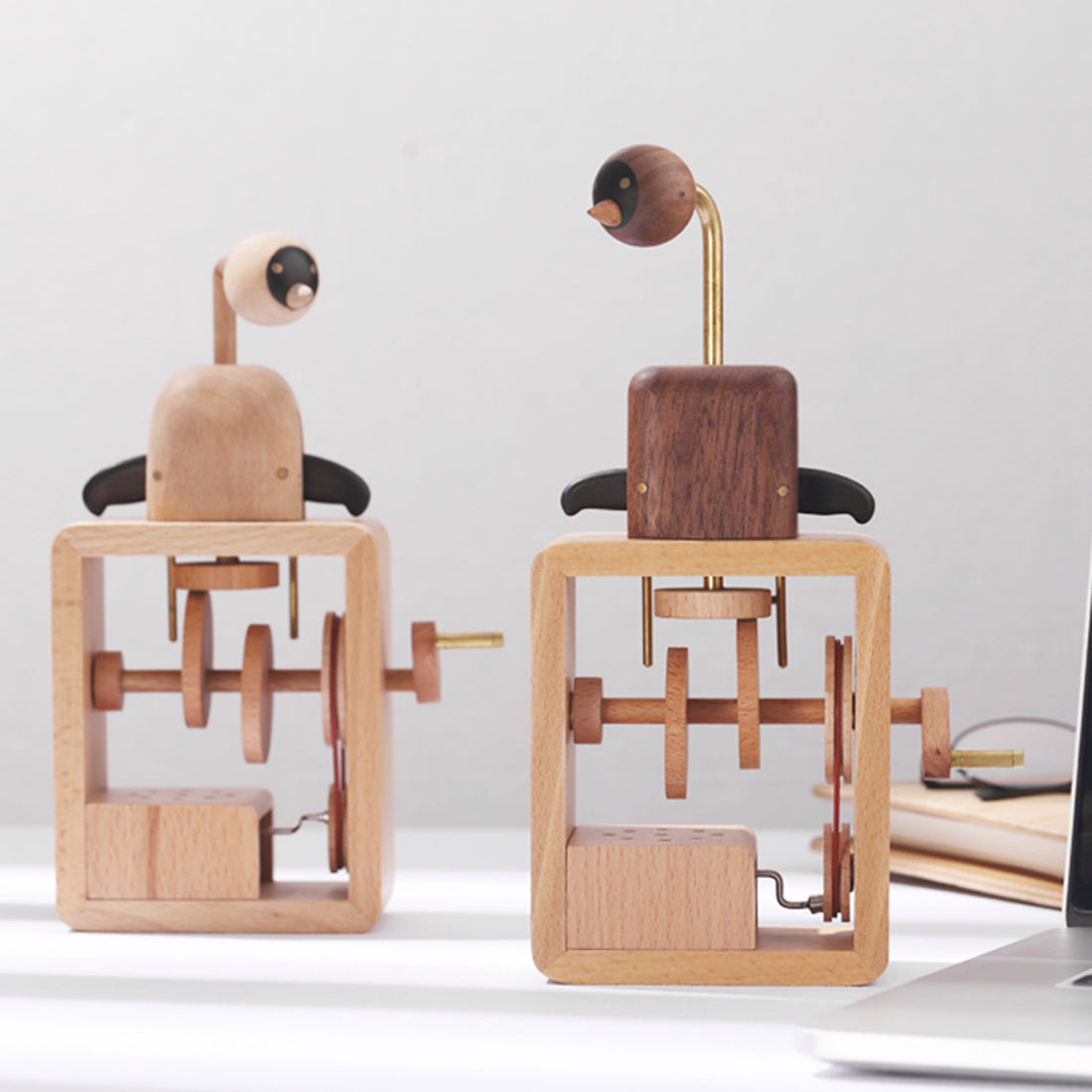 Automata Lover Creative Gift Wooden Music Box Cute Dynamic Birds Hand-