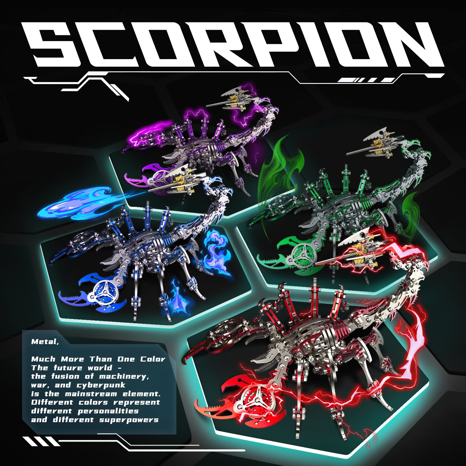 Colorful 3D Metal Puzzle Scorpion DIY Model Kit Premium Version