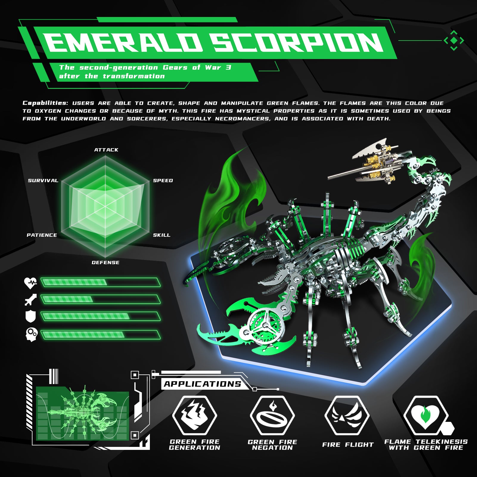Colorful 3D Metal Puzzle Scorpion DIY Model Kit Premium Version