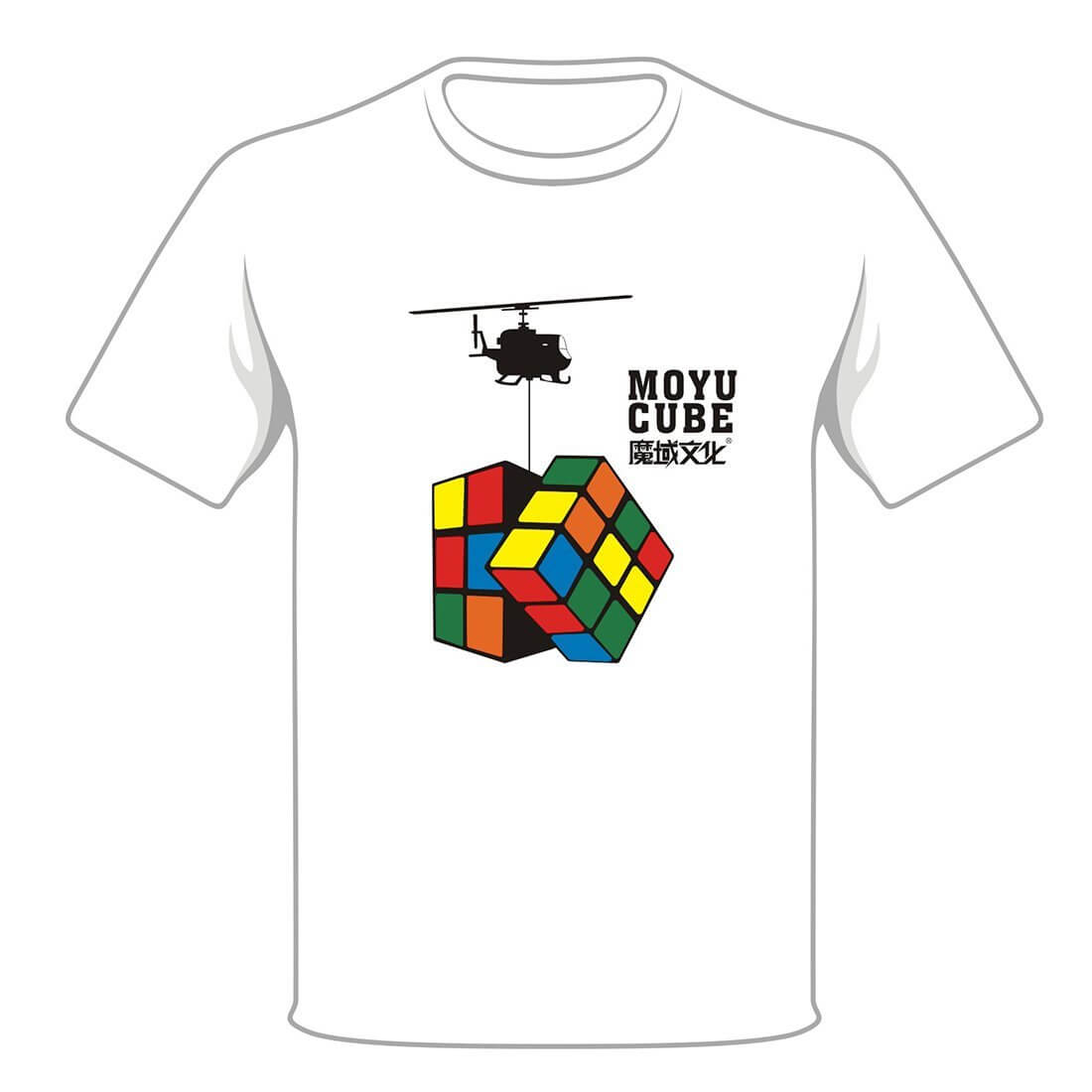 MOYU Men's T-shirt Short Sleeve with CUBE Pattern Printing FZ04 - White XXL