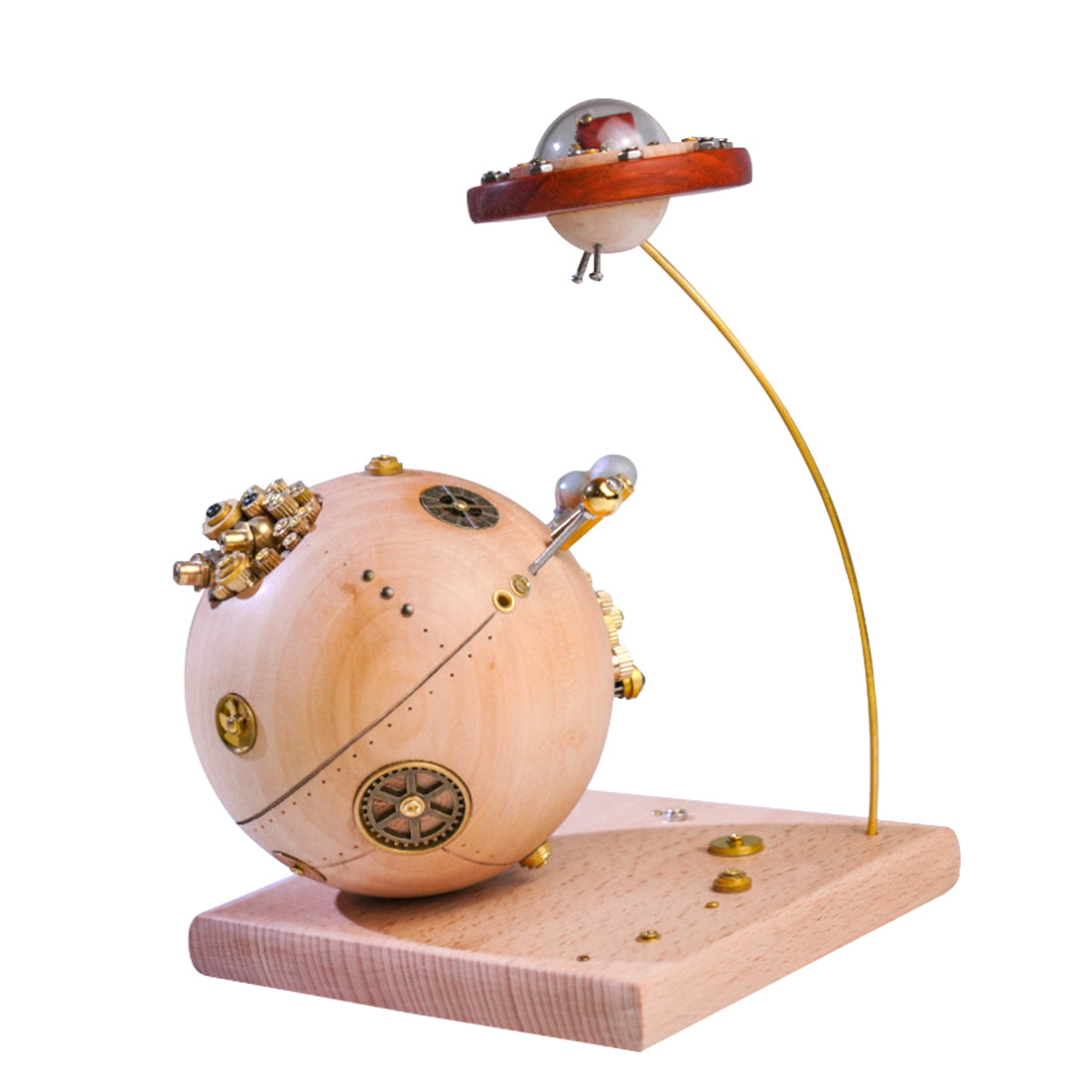 Automata Creative Gift Handmade Wooden Music Box Cute Swim Ring Pig