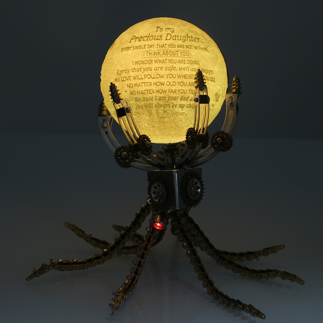 Custom Steampunk Octopus on the Moon Light Lamp 1061PCS Metal Model Kits