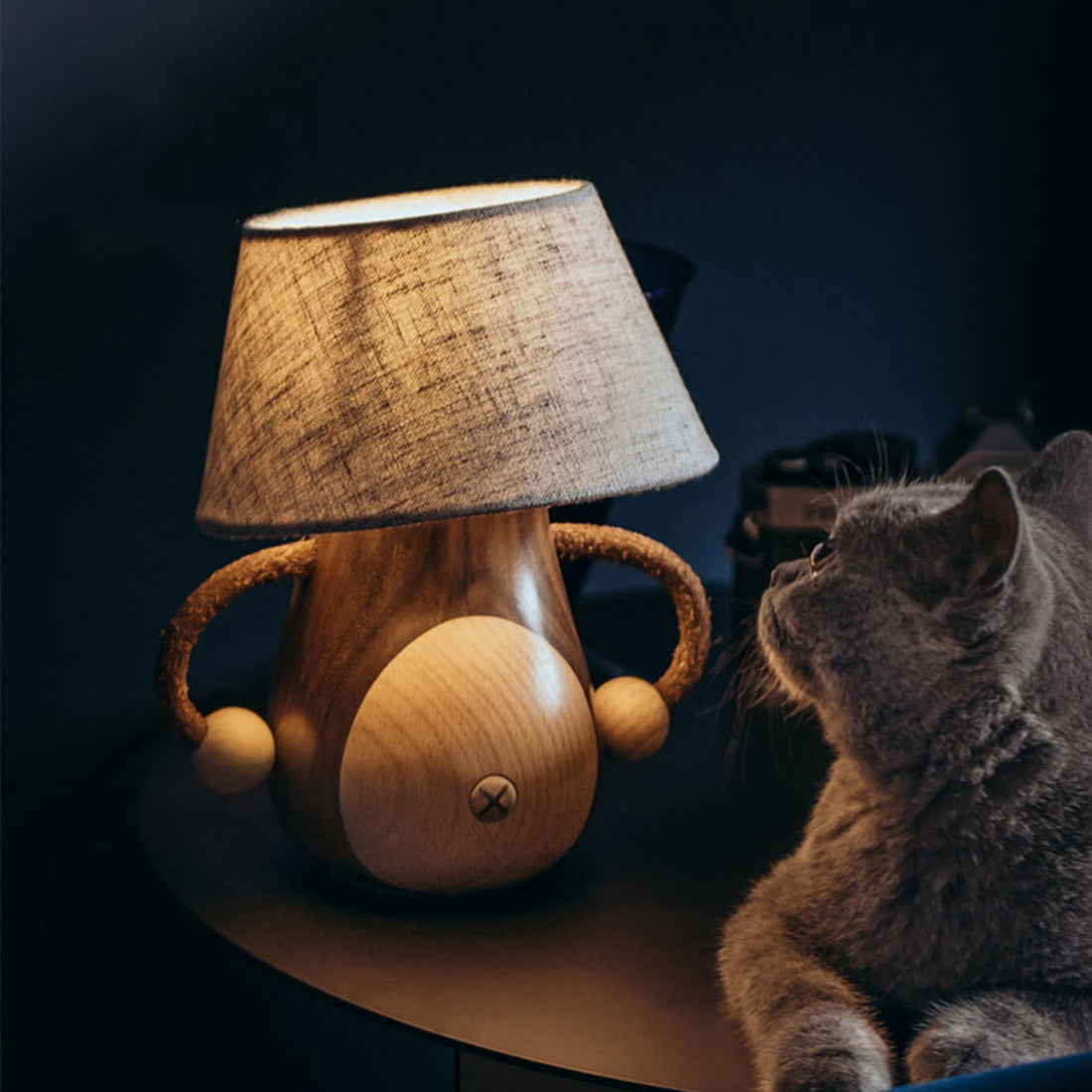 Cute Animal Night Light Creative Gifts Wooden Touch Control Table Lamp-3 Light Mode