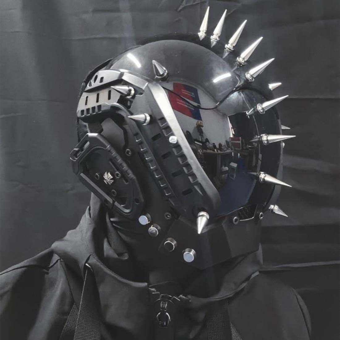 Punk Gothic Mask with Rivet Cosplay Futuristic Punk Techwear