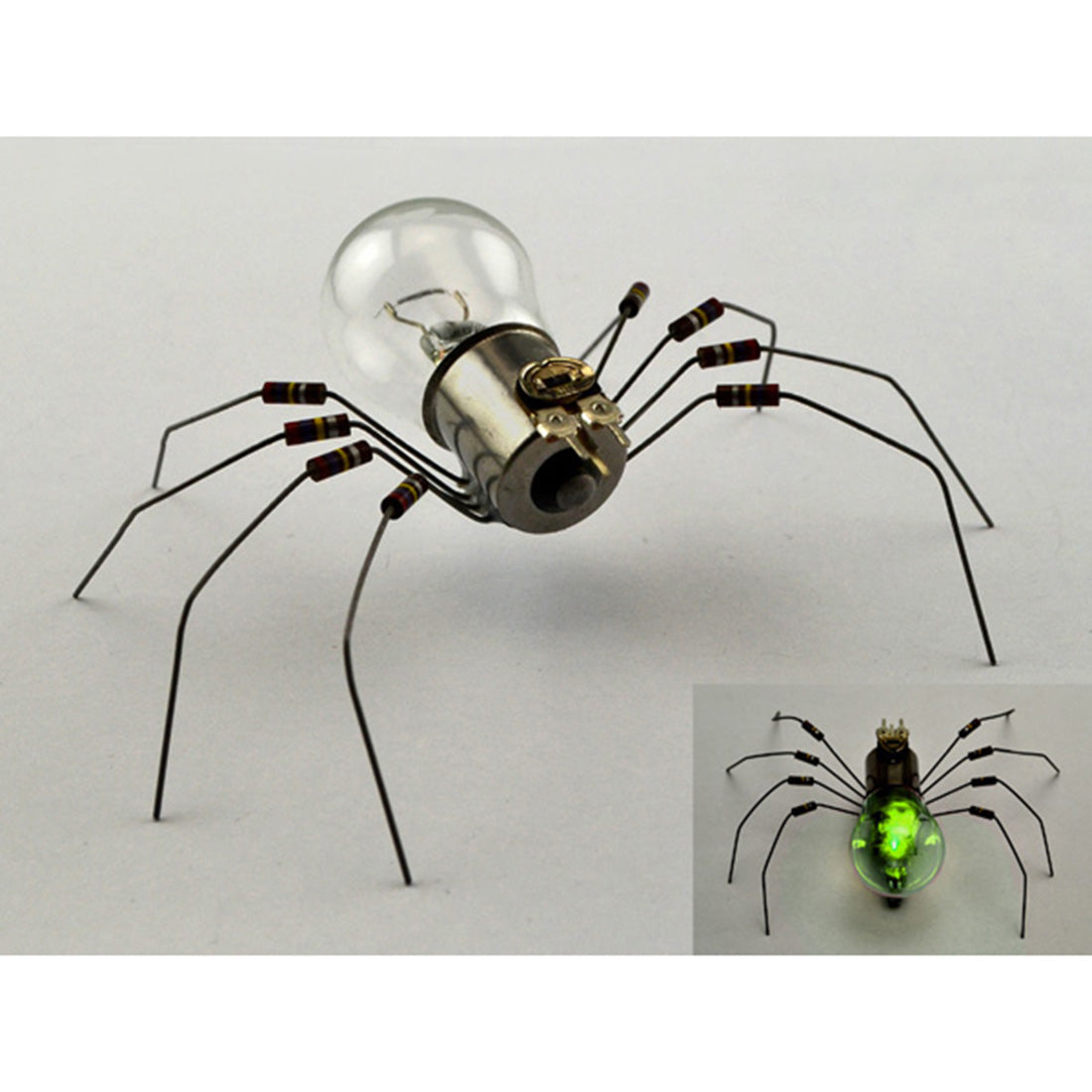 DIY Electronic Insect Kit Handmade 4 Spiders Model with Glow Light