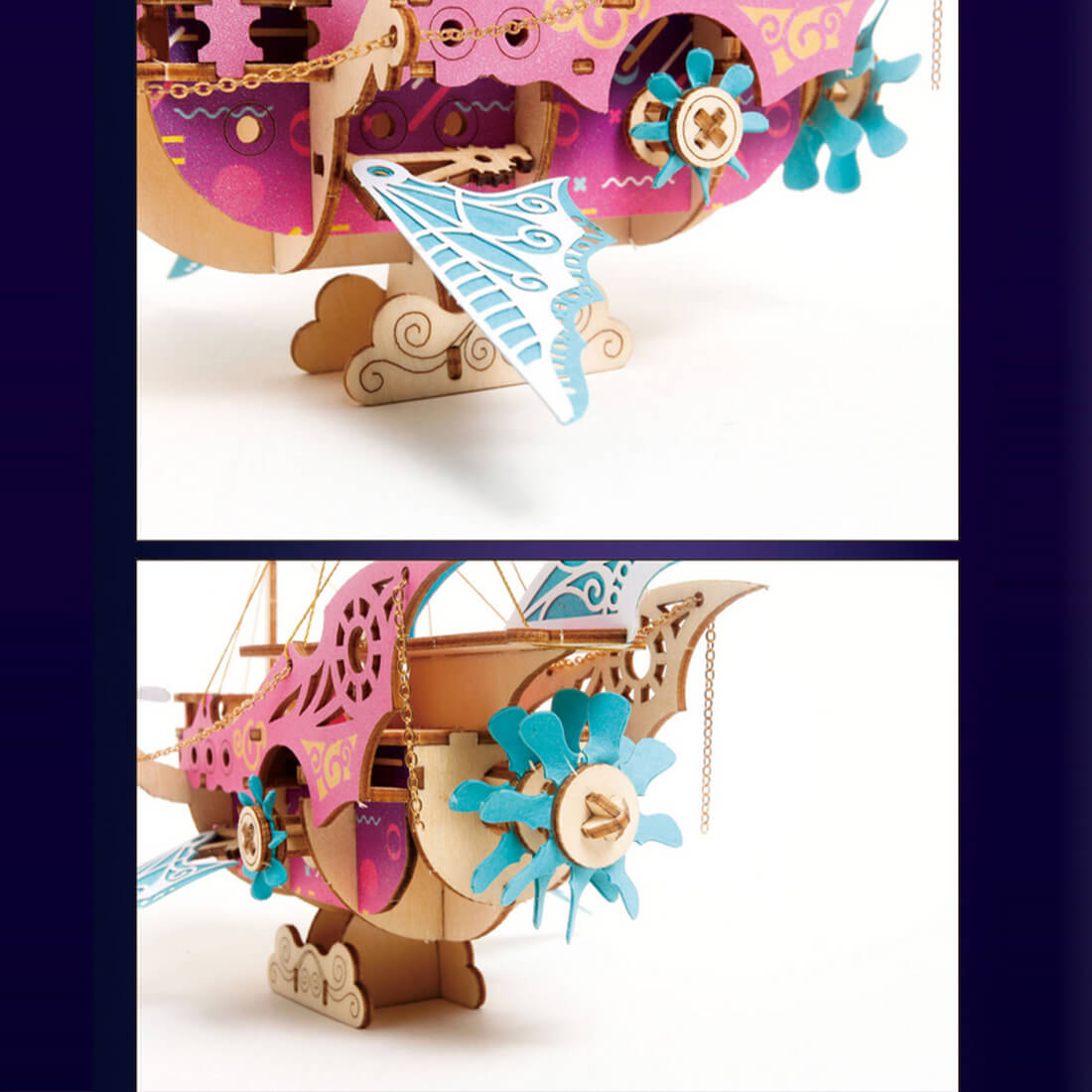 DIY Fantasy Arabian Spaceship 3D Wooden Steampunk Toy Model