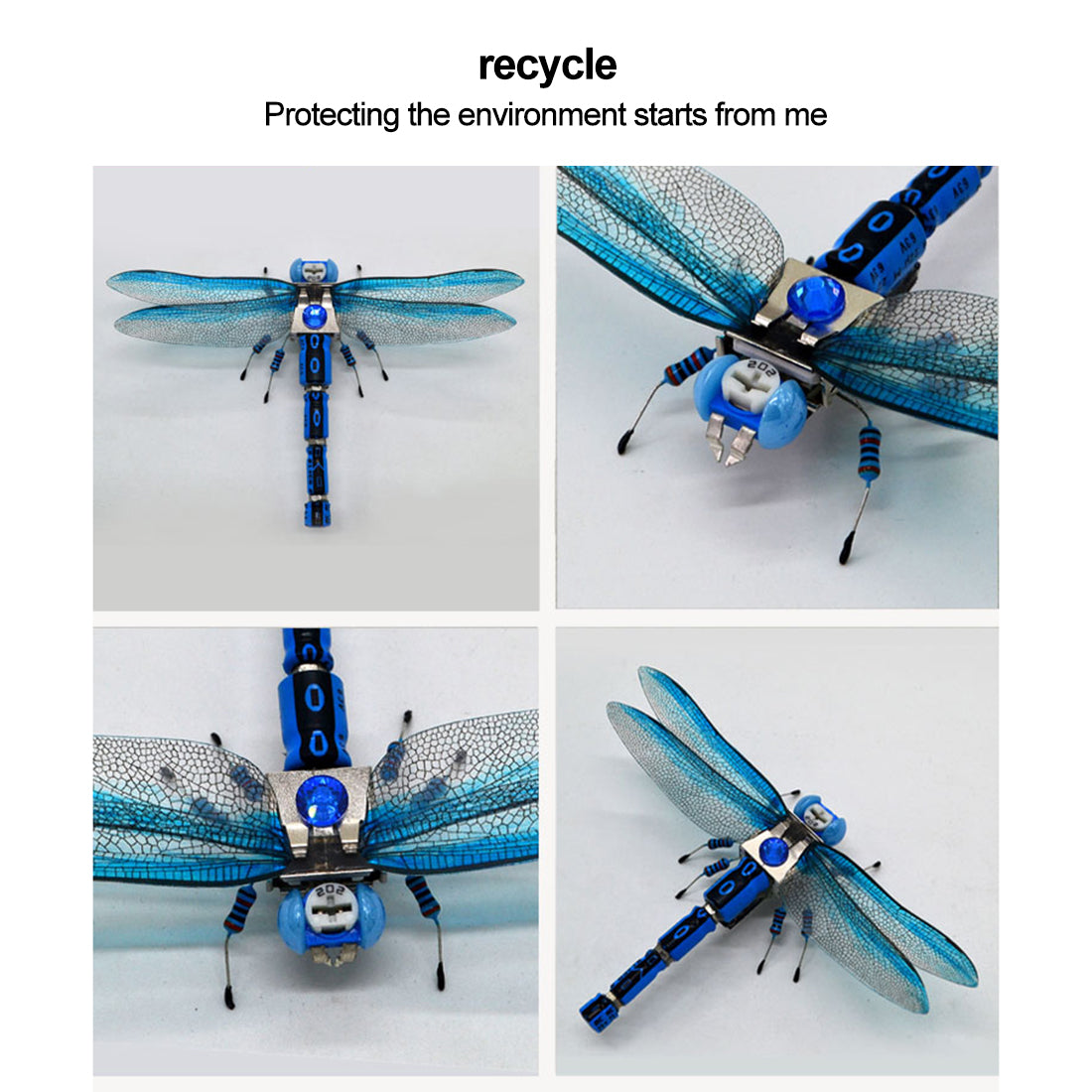 DIY Gift Insect Dragonfly Assembly Model Handmade Puzzle Toys with Voice-activated Photo Frame