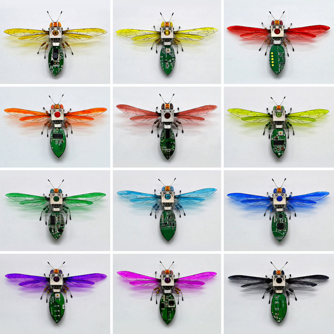 DIY Insect Kit Electronic Dragonfly Butterfly Cicada Vespa Handmade Model with LED Lights