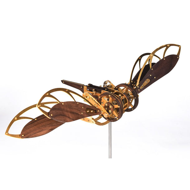 Collectable Dynamic Mechanical Mystery Dragonfly DIY Metal Wooden 3D Aircraft Puzzle Model