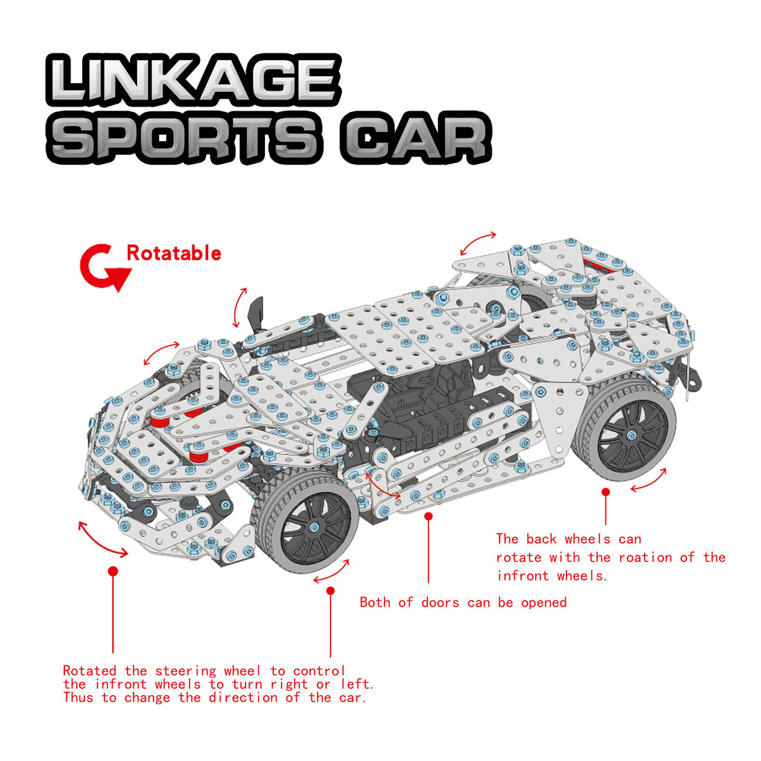 DIY Sports Car Puzzle Model High-Performance Cars Assembly 3D Metal Screw Kits 867Pcs