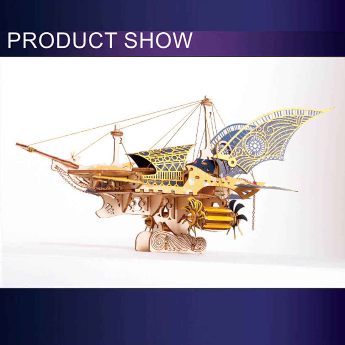 DIY Steampunk Fantasy Epic Style Spaceship 3D Wooden Puzzle Toy