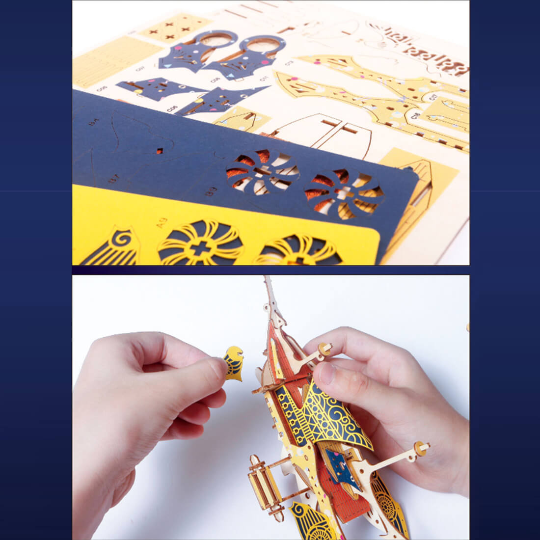 DIY Steampunk Fantasy Epic Style Spaceship 3D Wooden Puzzle Toy