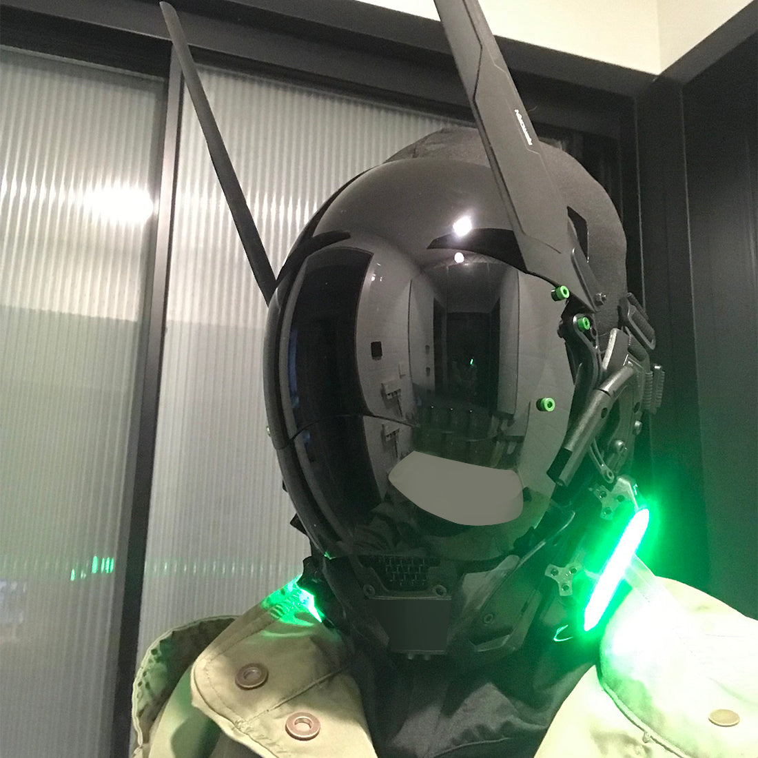 Future Punk Tech Helmet Mask with Propeller Light Cosplay