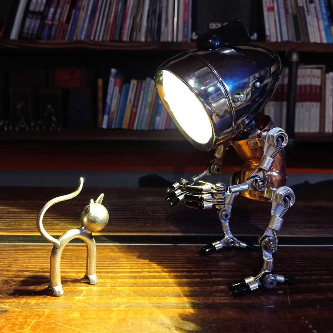 Industrial Style Table Lamp Man Figure 3D Steampunk Handmade Metal Models with Light