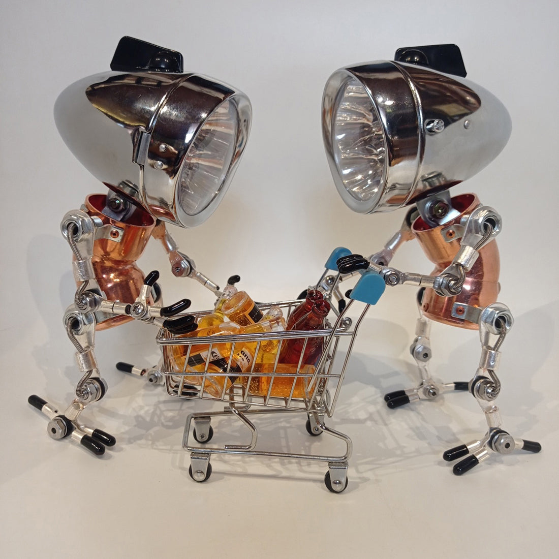 Industrial Style Table Lamp Man Figure 3D Steampunk Handmade Metal Models with Light