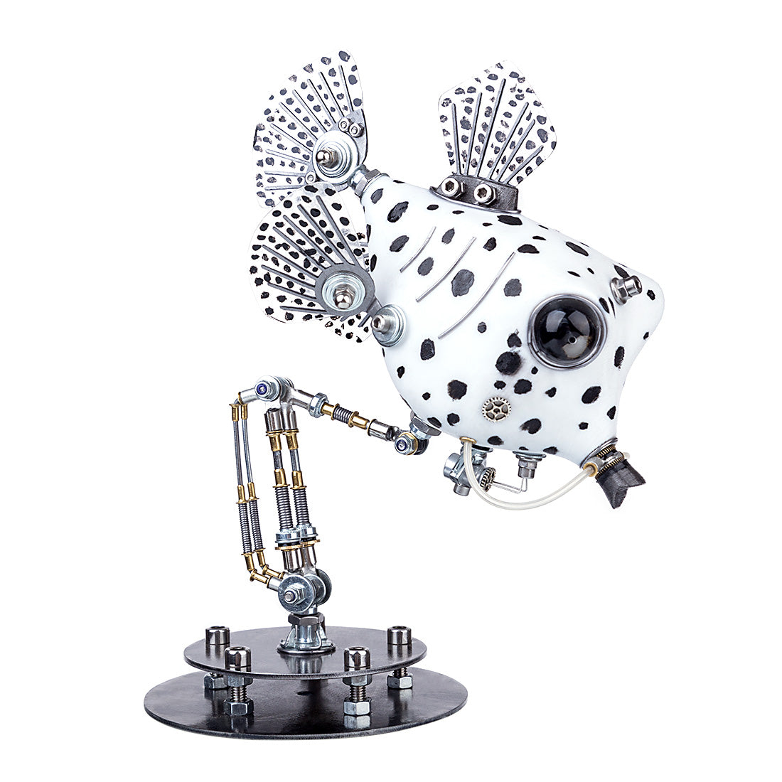 Metal Black & White Cowfish Model Kits 3D Handmade Assembled Steampunk Crafts for Home Decor