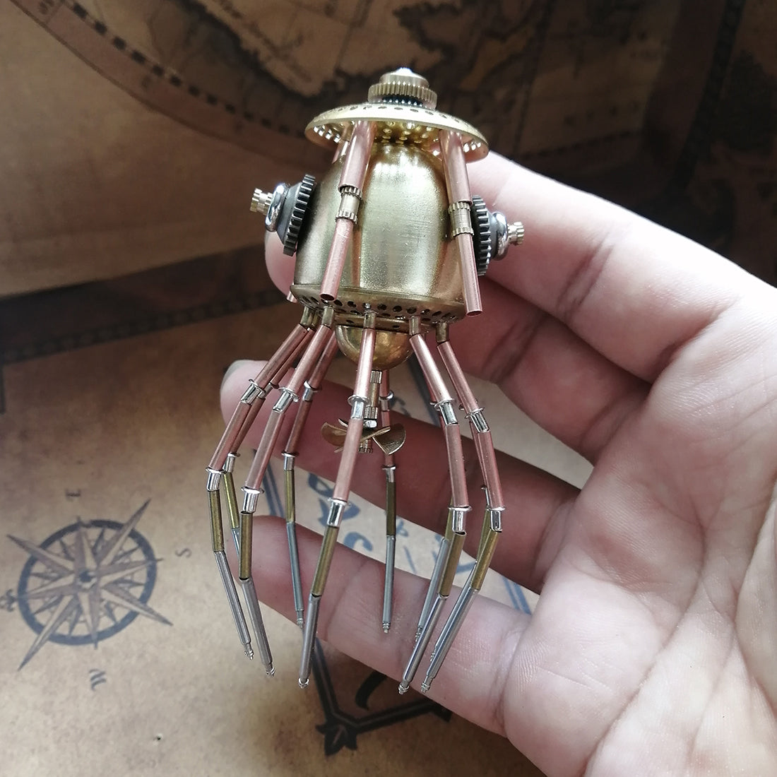 Metal Handmade Steampunk Mechanical Puzzle Jellyfish Assembly Model Kit Creative Gifts