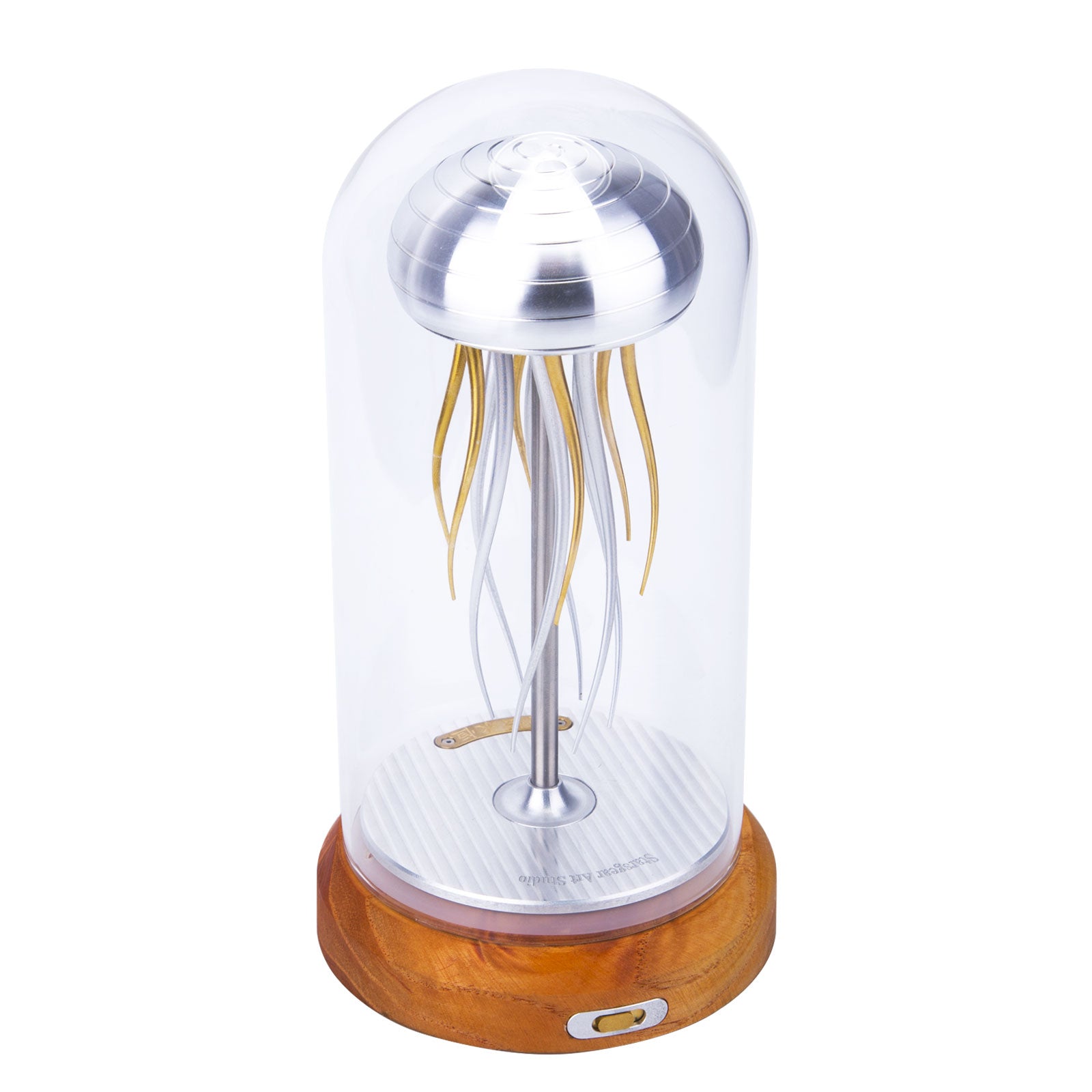 Metal Rhythm Mechanical Jellyfish Model Kinetic Model with Glass Dust Cover