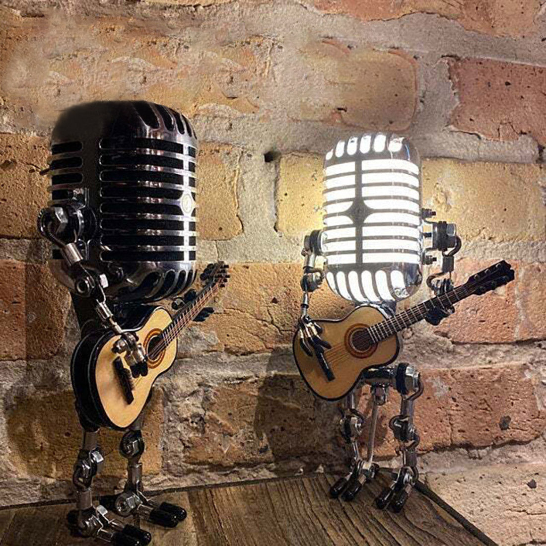 Vintage Industrial Style Microphone Robot Lamp Dale with Guitar