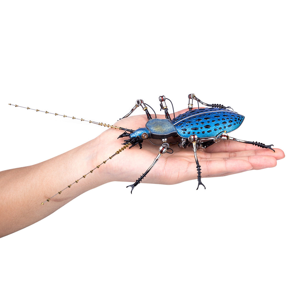 Purple Blue Metal Ground Beetle Steampunk Assembled Model Kits 3D Sculpture