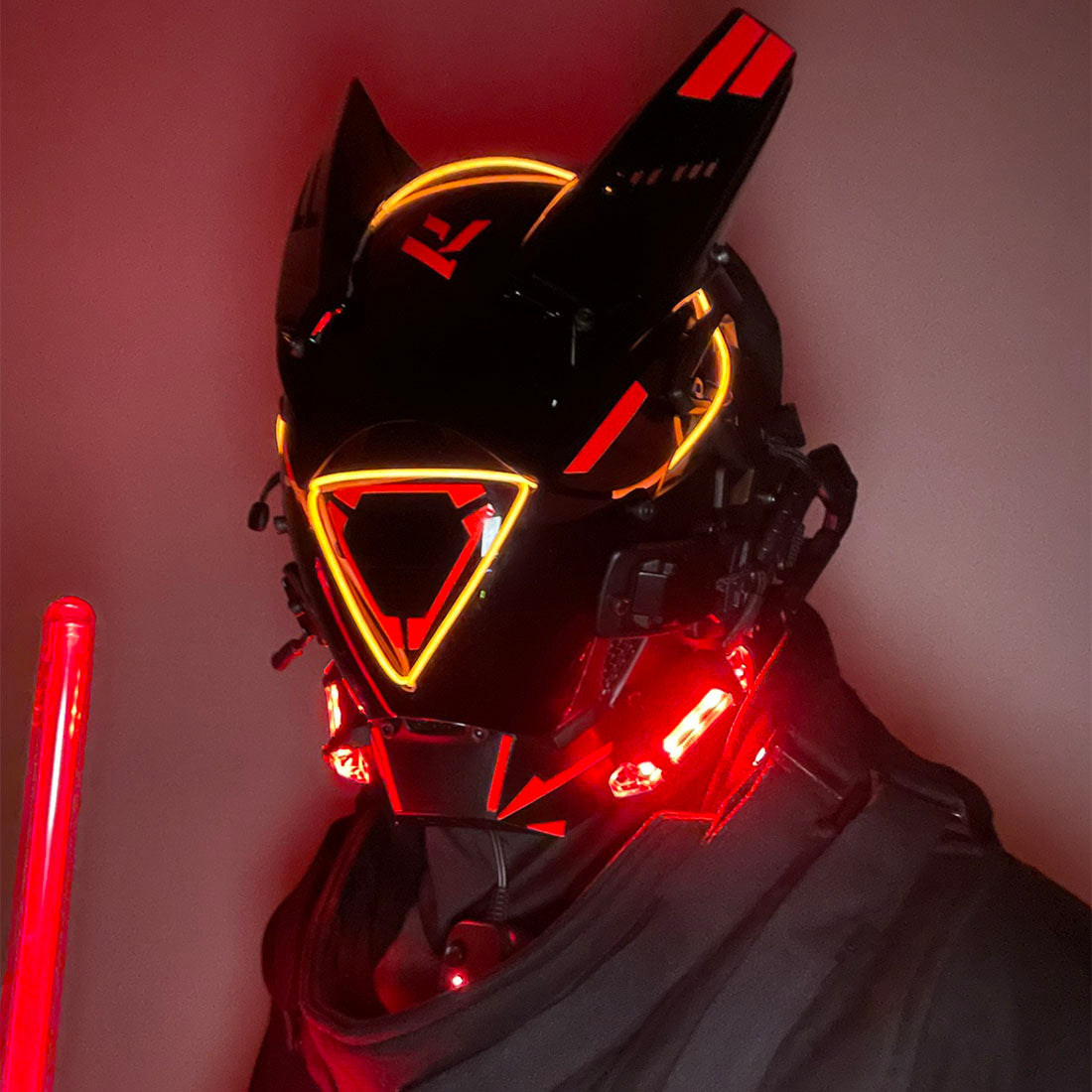 Red LED Punk Mask Futuristic Helmet Cosplay Costume Props for Men