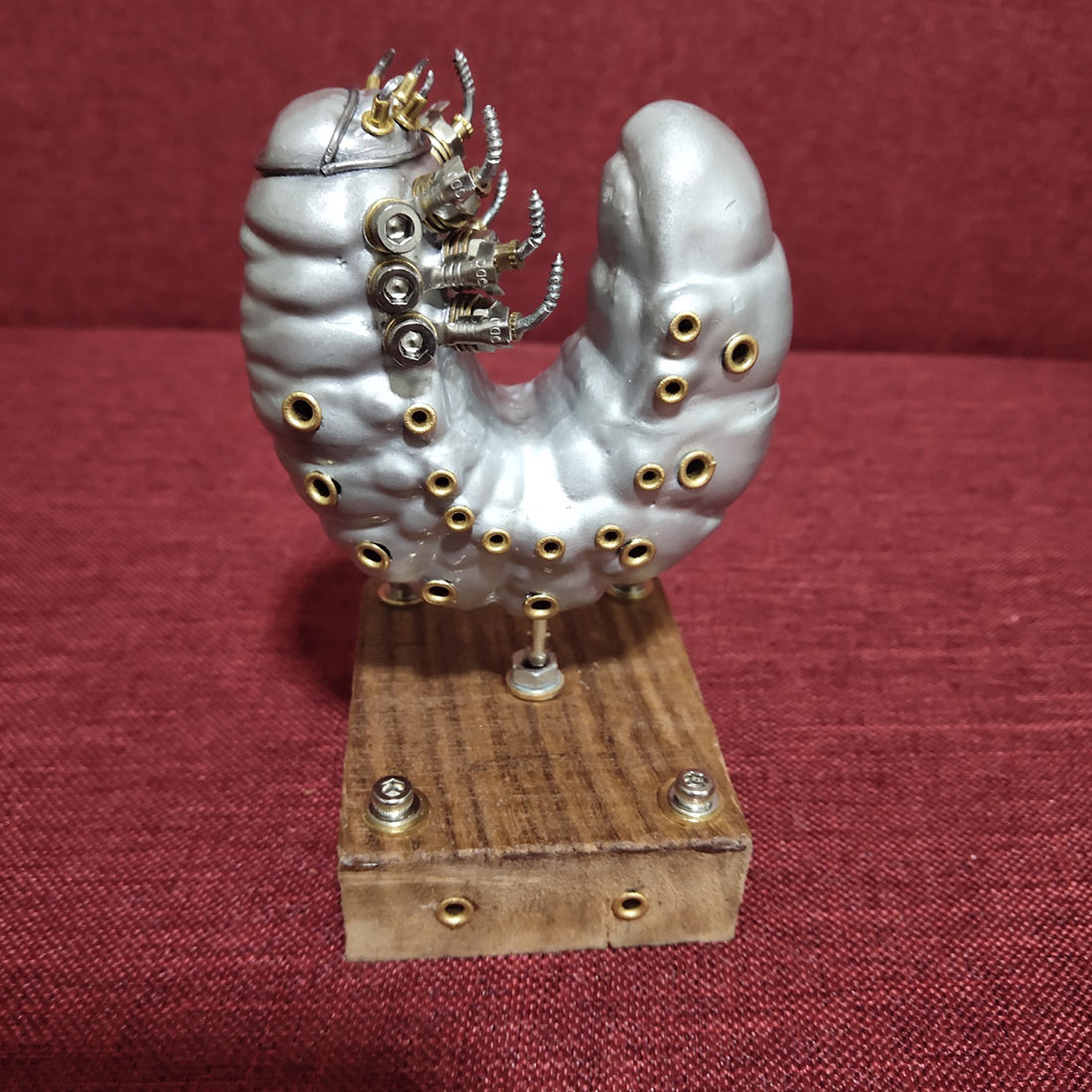 Silver 3D Metal Rhinoceros Beetle Baby Model Steampunk Sculpture without Wooden Base