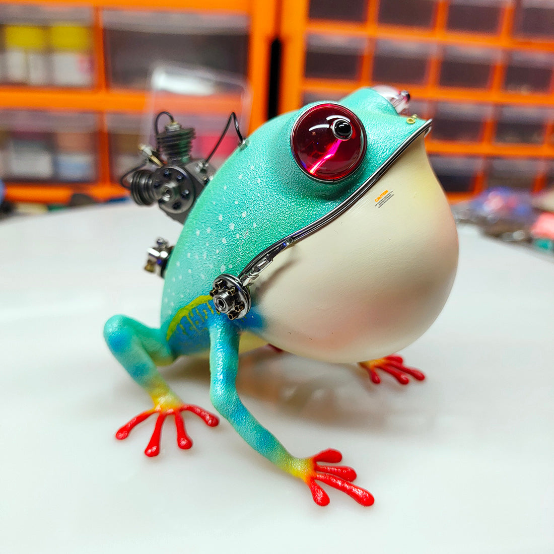 Steampunk Angry Frog Metal Art Craft Model