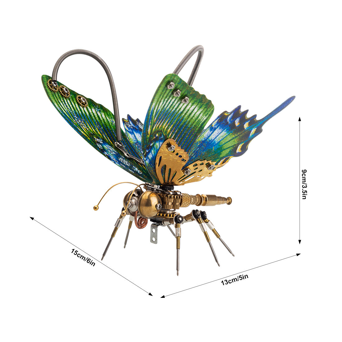 Steampunk Butterfly Alpine Black Swallowtail Papilio Maackii Model 3D DIY Kit With Flower Base