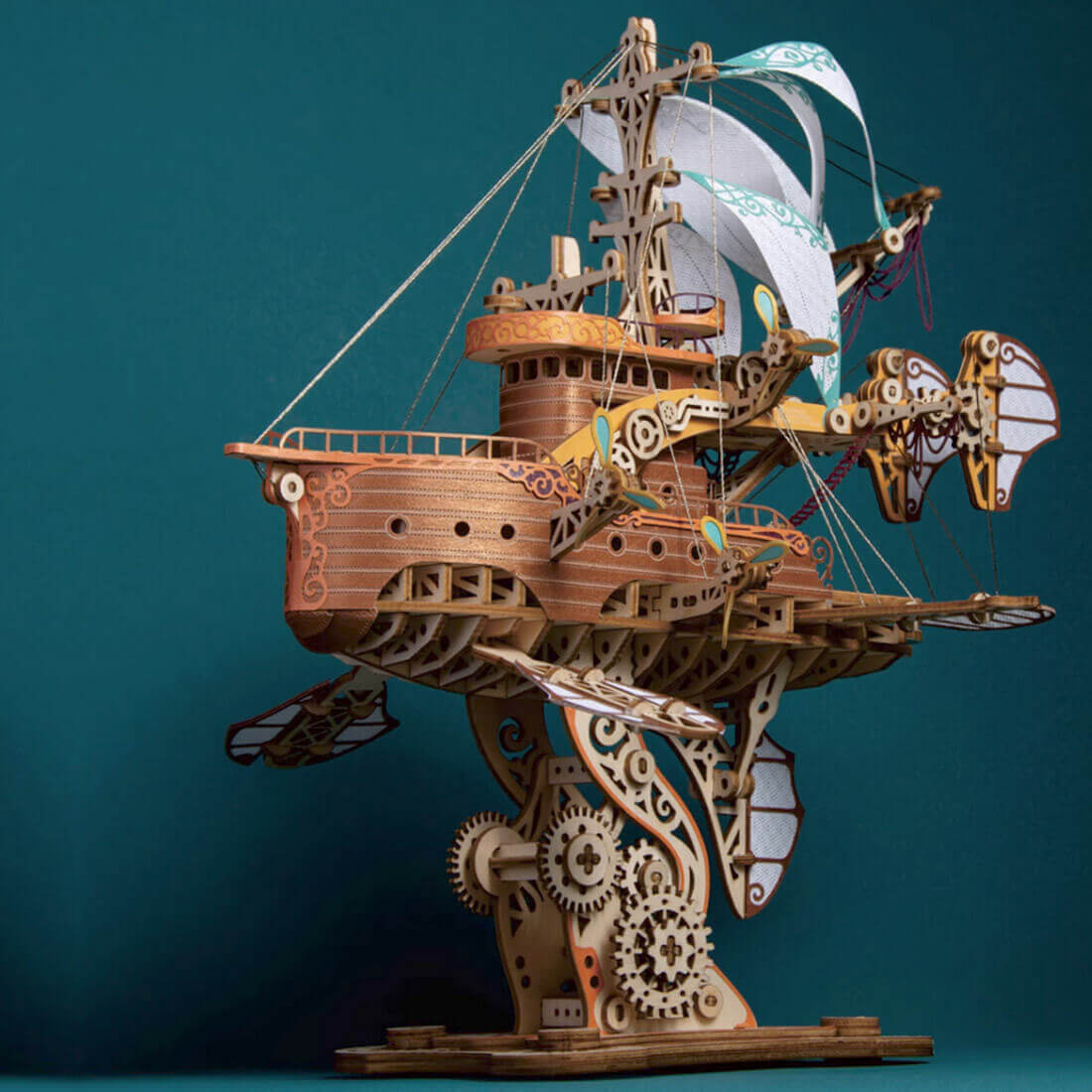 FUNPOLA 3D houten puzzel Steampunk Luchtschip - DIY reismodel bouwkit FUNPOLA 3D houten puzzel Steampunk Luchtschip - DIY reismodel bouwkit