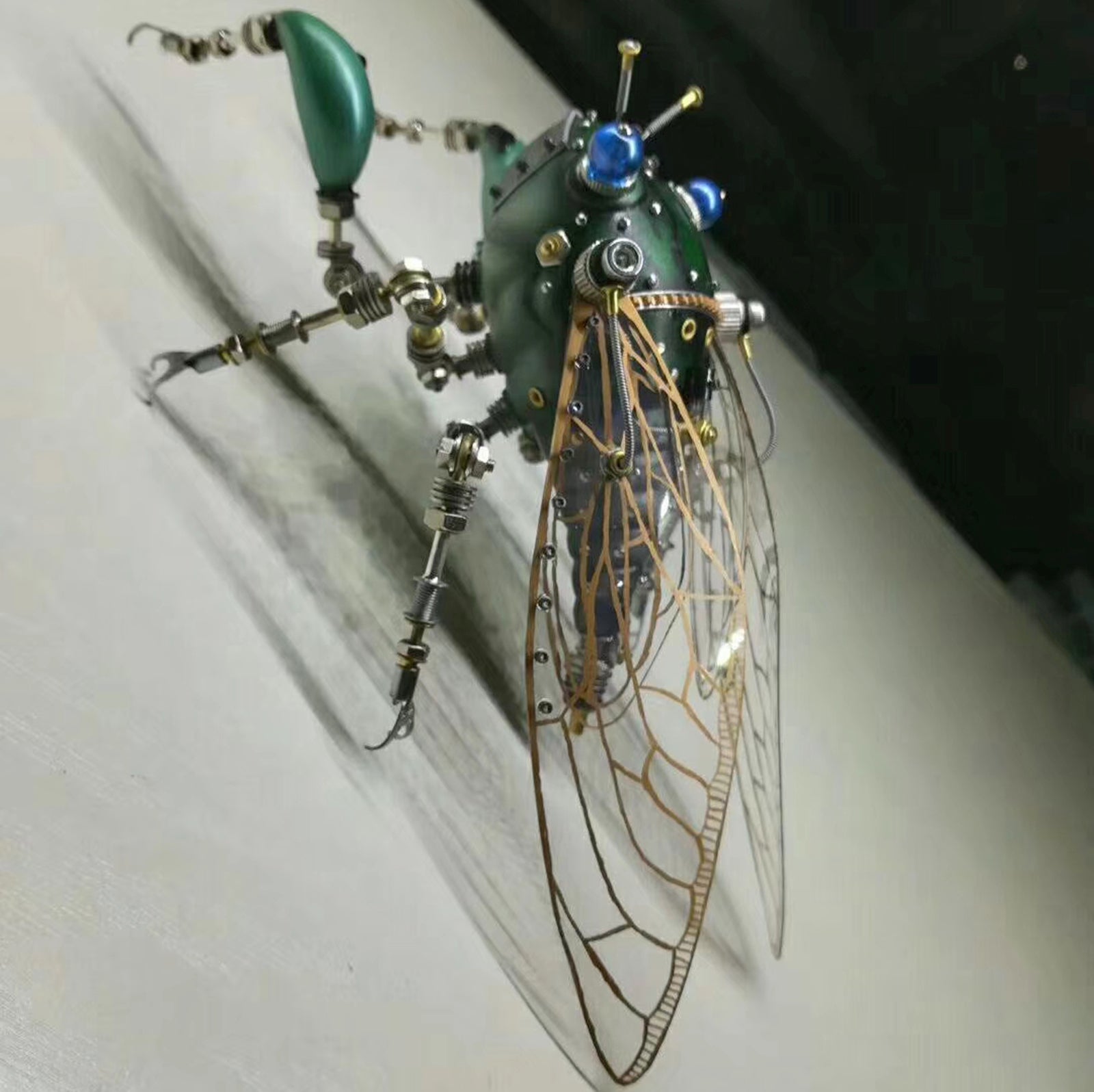 Steampunk Green Leafhopper Cicada Bug 3D Metal  Assembly Model KitsPuzzle Crafts Collection