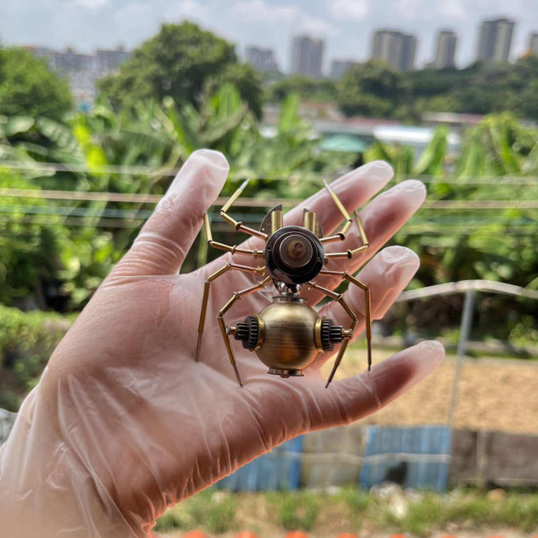 Steampunk Green Spider Metal Craft Model