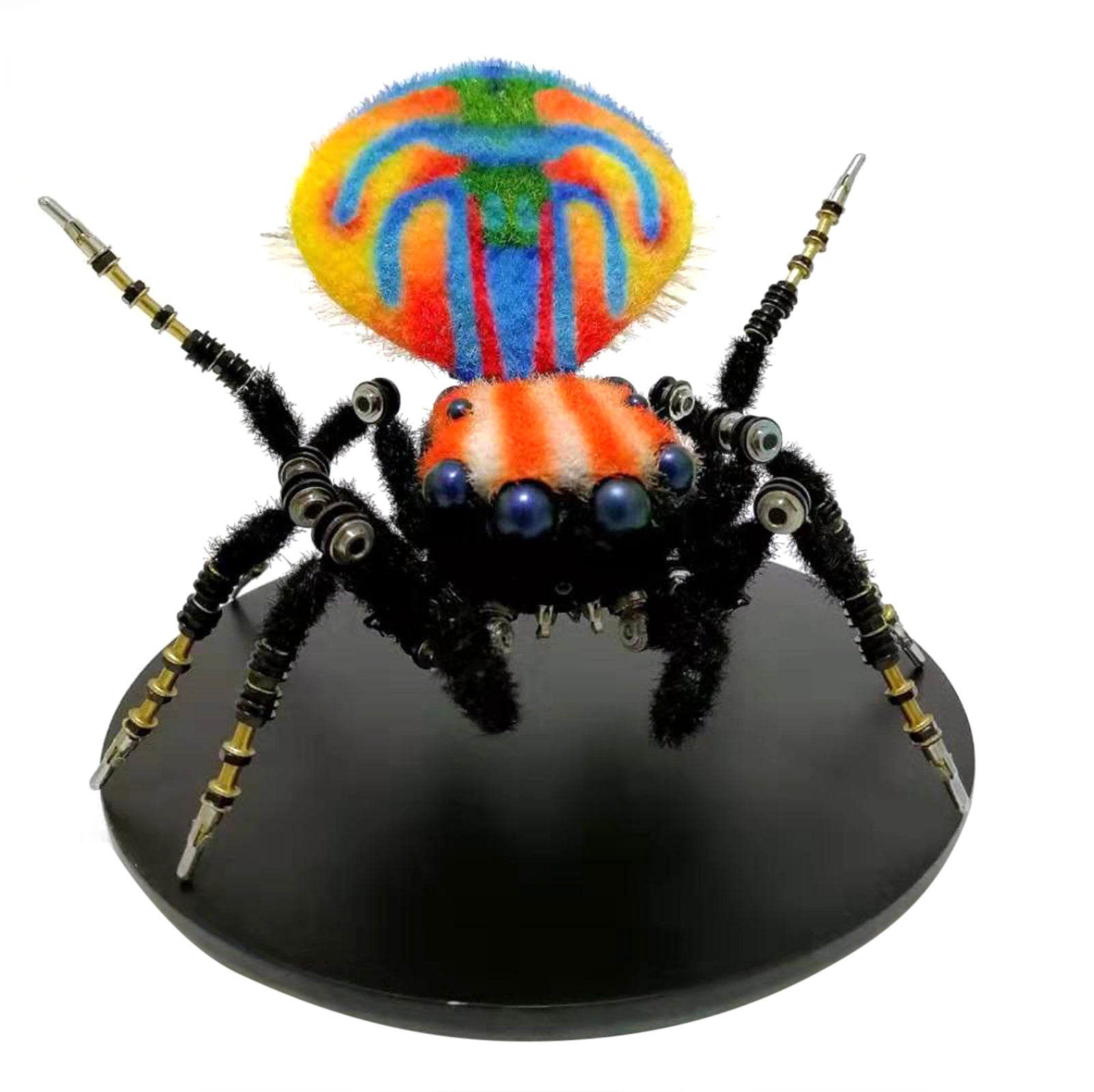 Steampunk Maratus Volans Peacock spider Bug Insect Sculpture 3D Metal Model Assembled