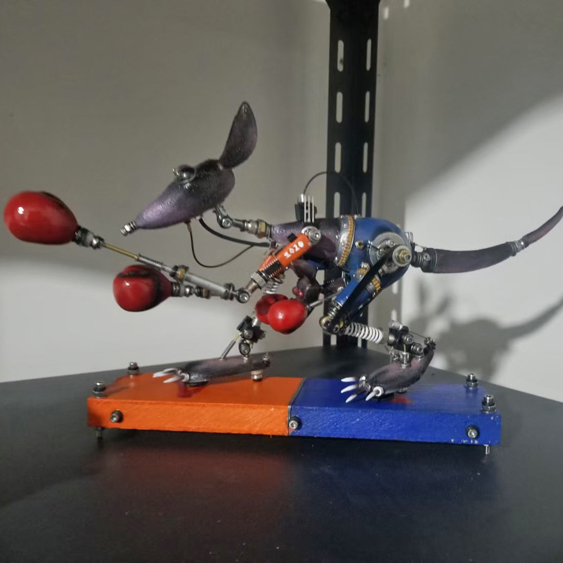 Steampunk Mechanical Metal Kangaroo Boxer  Assembled Model Kits Animal Sculpture