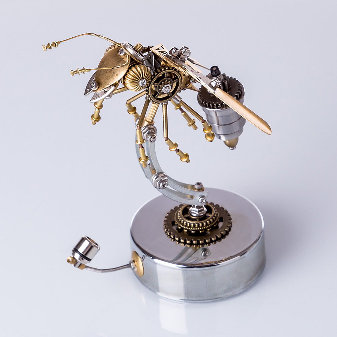Steampunk Metal Brass Wasp Bug Model  Insect with Light Handmade Assembly Crafts