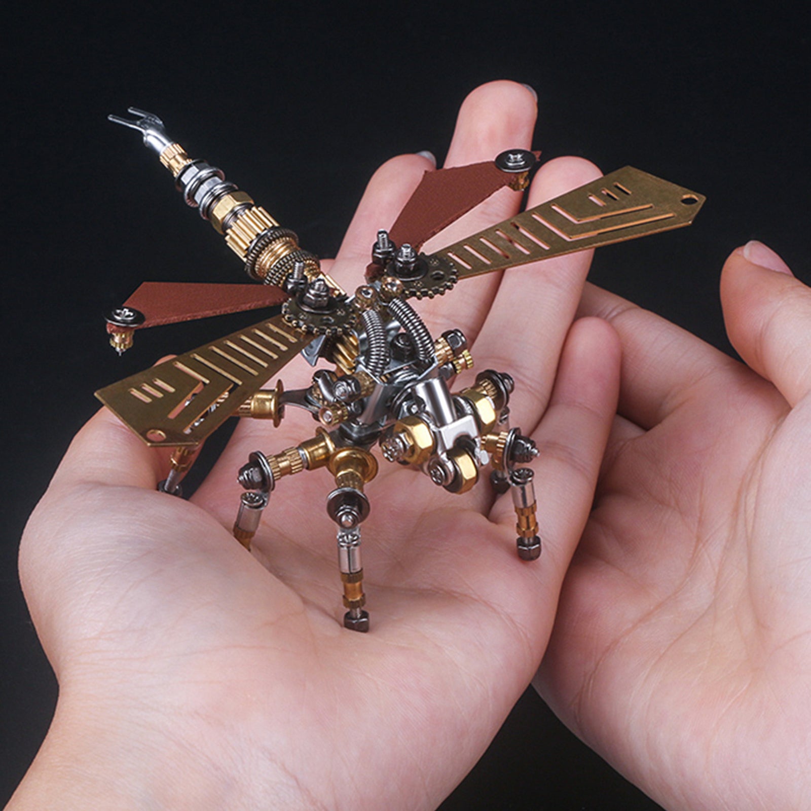 Steampunk Metal Fire Fly Insect Bugs Puzzle DIY Model Kit with Display Base